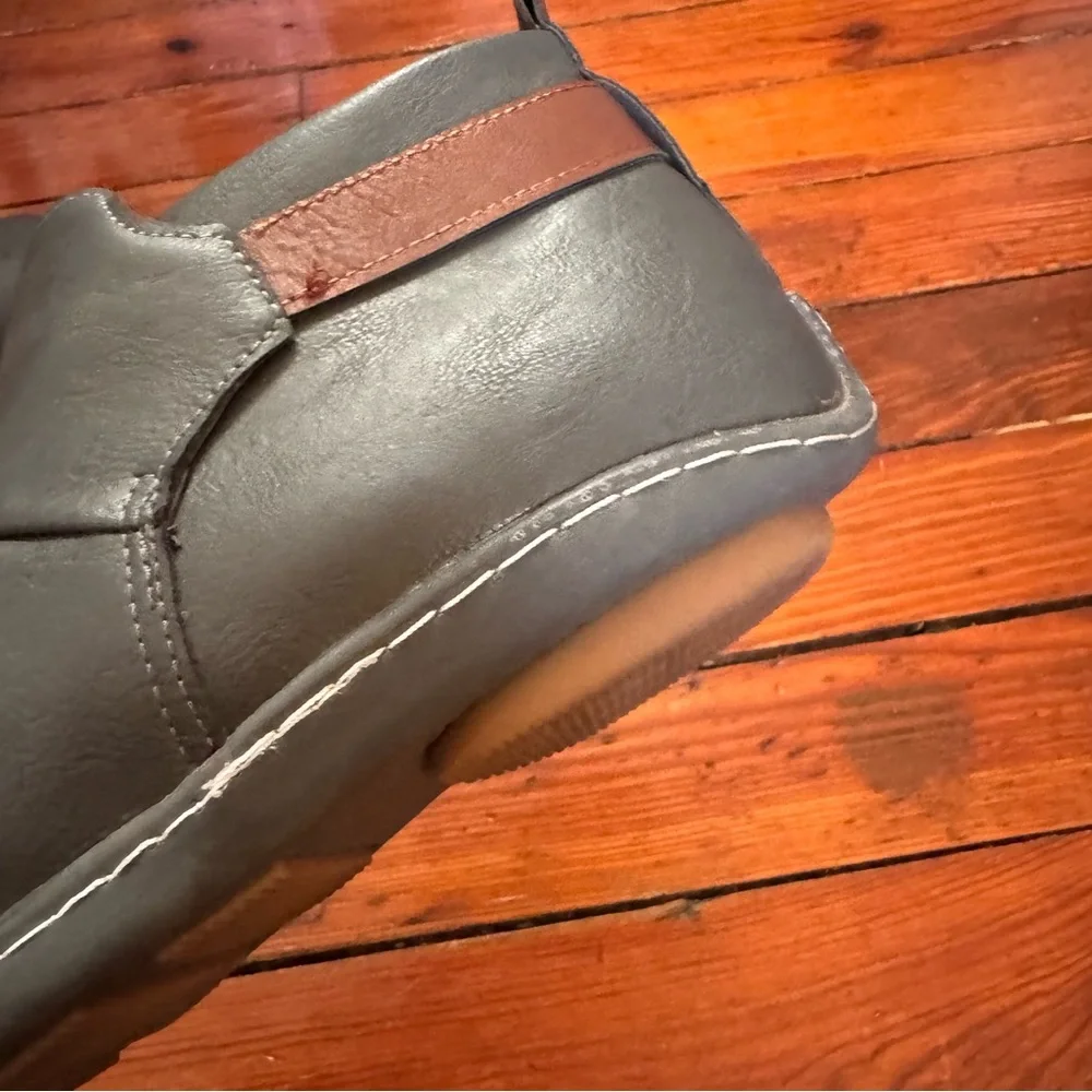 Unbranded Gray Ankle Boots Hook & loop Size 6 Women's Booties Comfort Flats - Picture 5 of 11